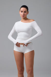 SERENE - ASİMETRİK TEK OMUZ DETAY T-SHIRT - CREAM