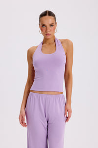 VALERA - SIRT DETAY BOYUN BANTLI T-SHIRT - SOFT LAVENDER
