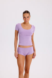 GNC - KISA KOLLU U YAKA T-SHIRT- SOFT LAVENDER