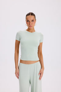 OZY - KISA KOLLU T-SHIRT - MATCHA