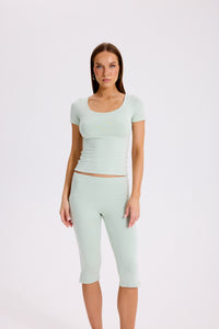 GNC - KISA KOLLU U YAKA T-SHIRT- MATCHA