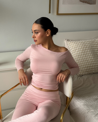 SERENE - ASİMETRİK TEK OMUZ DETAY T-SHIRT - COTTON CANDY